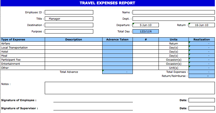 11+ Travel Expense Report Templates – Free Word, Excel, PDF 