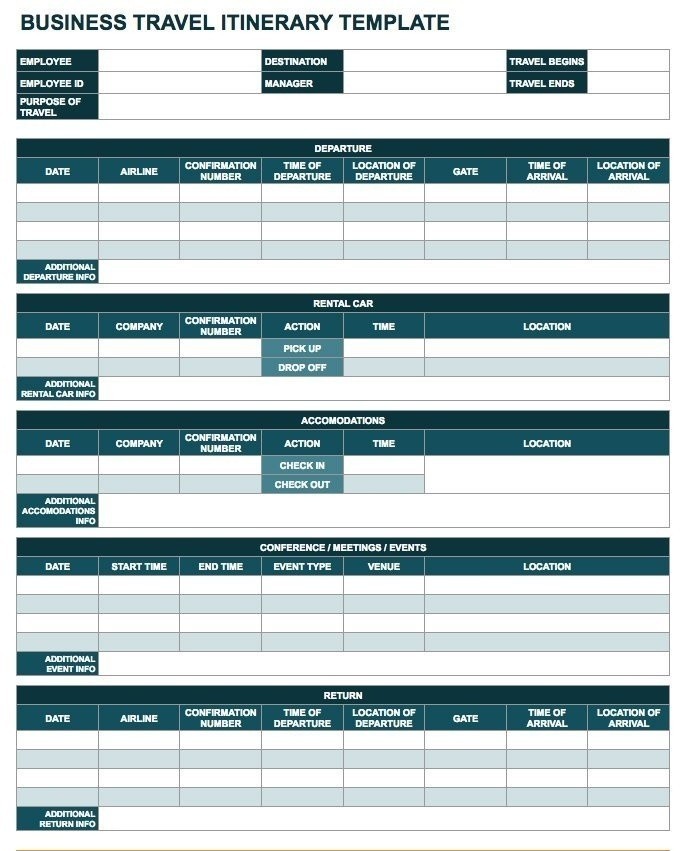 Travel Itinerary Template Google Docs | Business Template With 