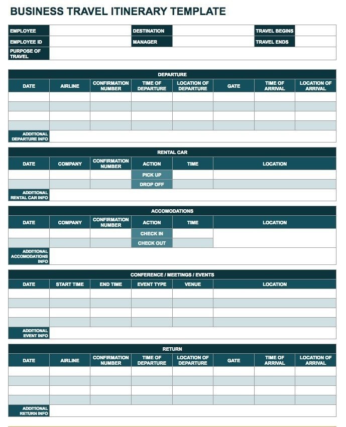 Travel Itinerary Template Google Docs | Best Business Template