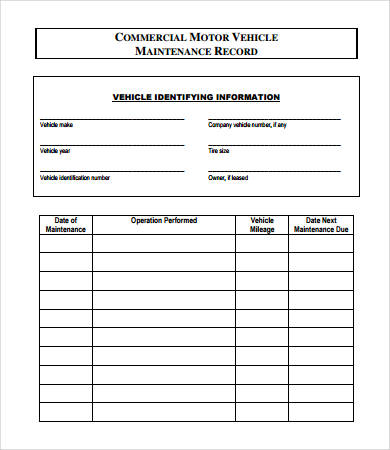 Vehicle Maintenance Log   7+ Free PDF, Excel Documents Download 