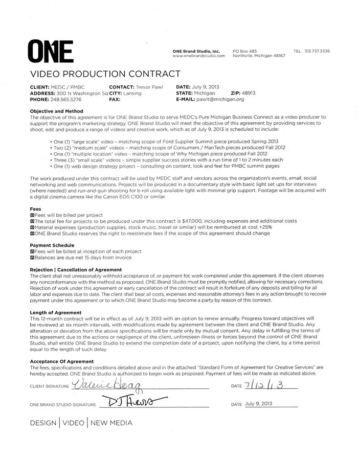 production services agreement template video production contract 6 