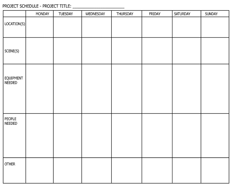 chapter: Project Schedule Template / Video Production
