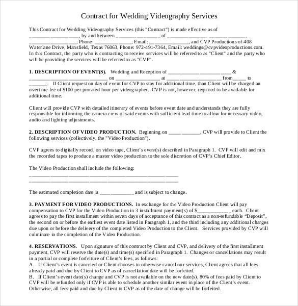 Videography Contract Examples in PDF