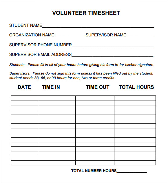 Volunteer Hour Forms Template charlotte clergy coalition
