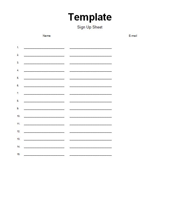 Sign Up Sheet Template