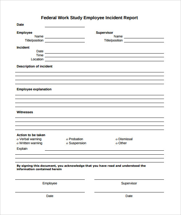 work incident report template word   Gecce.tackletarts.co