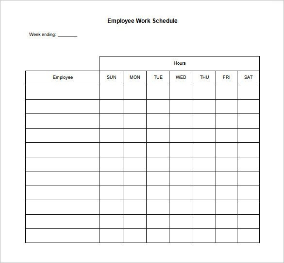 weekly work schedule template   Gecce.tackletarts.co