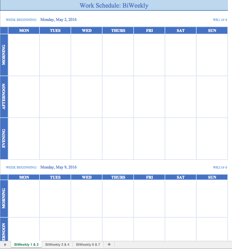 Free Work Schedule Templates for Word and Excel