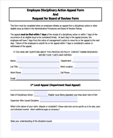 Sample Employee Disciplinary Action Form   7+ Free Documents in 