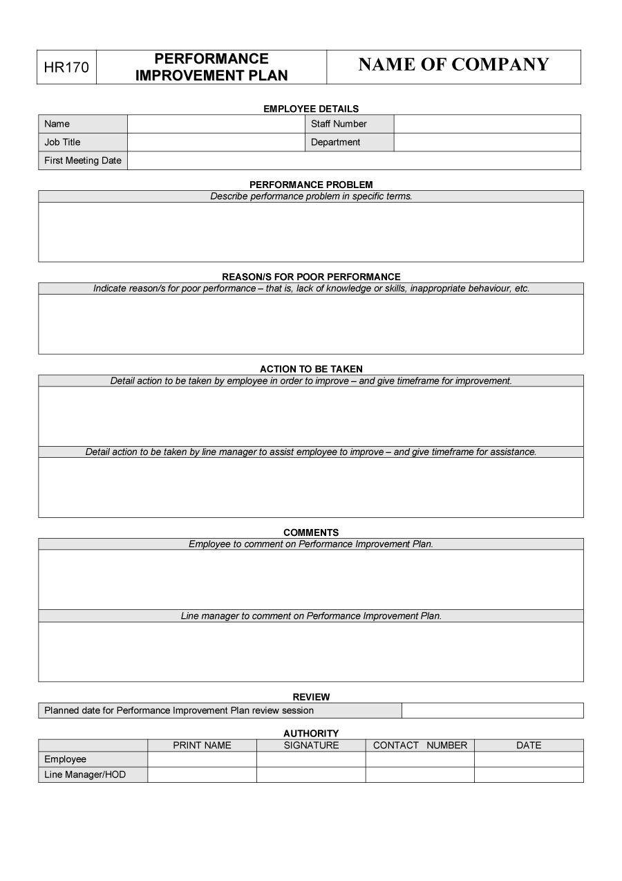 Employee Improvement Plan Template Charlotte Clergy Coalition