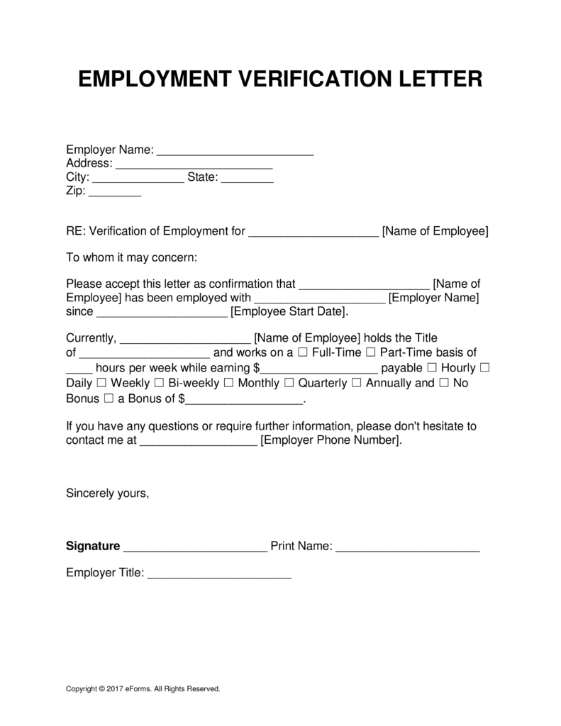 Free Employment (Income) Verification Letter Template   PDF | Word 