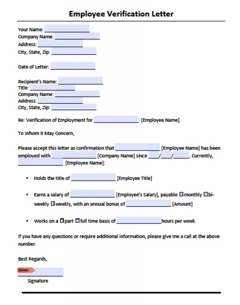 Download Employment Verification Letter Template with Sample 