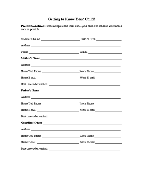 student contact form template family information form template 