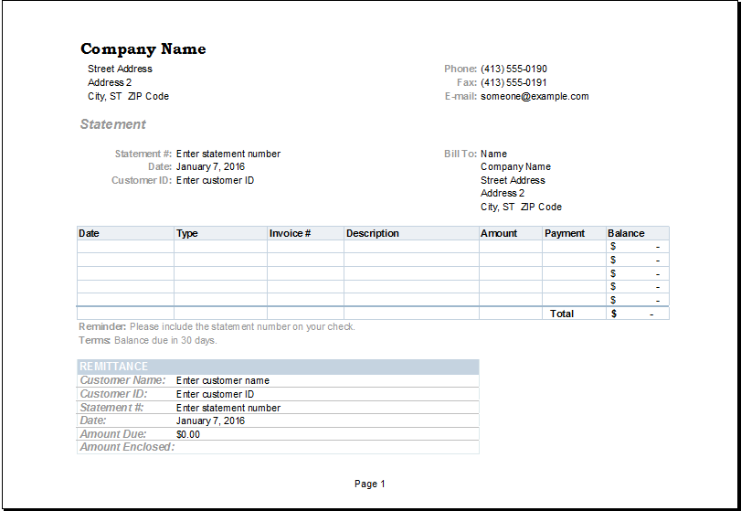 invoice statement forms   East.keywesthideaways.co