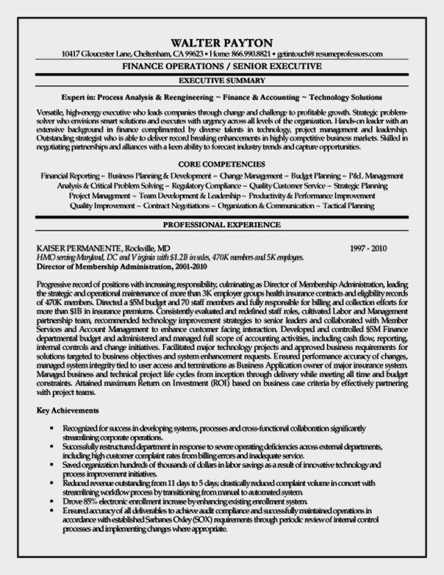 Executive Summary Resume