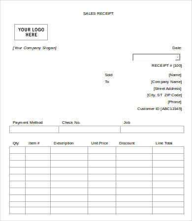 Blank Sales Receipt Template