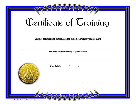 Blank Training Certificate Template