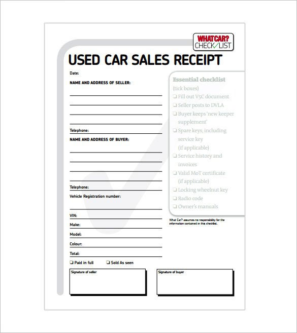 Car Sale Receipt.