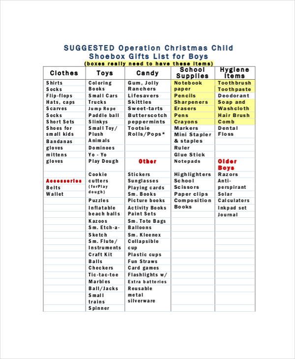 ChildrenS Christmas List Template