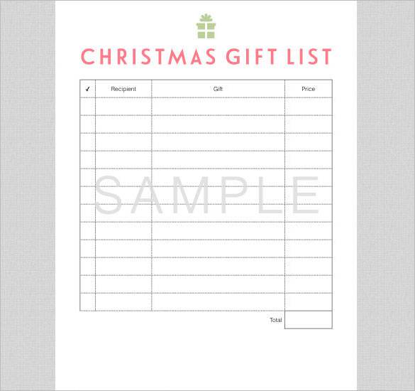 Christmas Gift List Digital PDF Download
