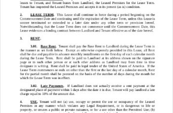 Commercial Tenant Lease Agreement Template