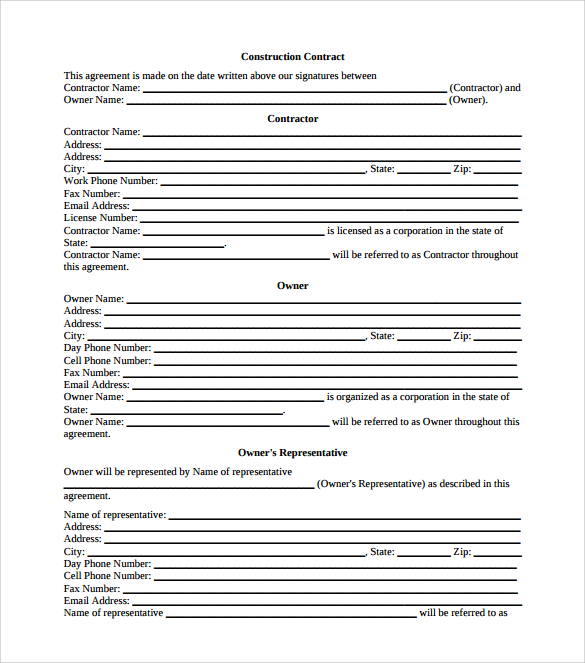 Construction Contract PDF Free