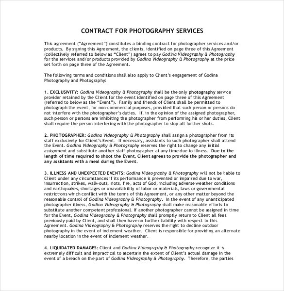 Contract for Photography Service