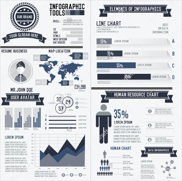Corporate Infographic Resume Elements Data Template