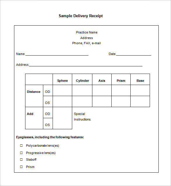 Delivery Receipt Form