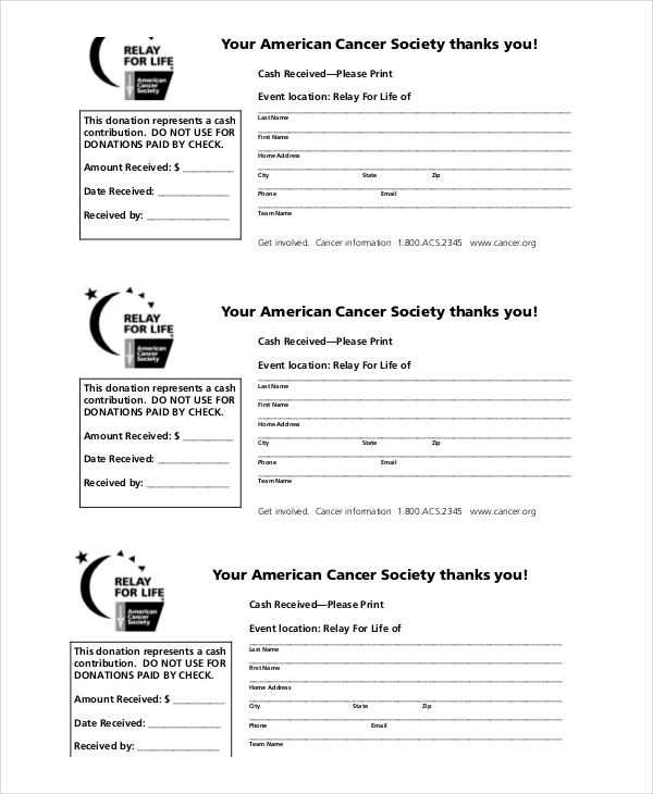 Donation Cash Receipt Template