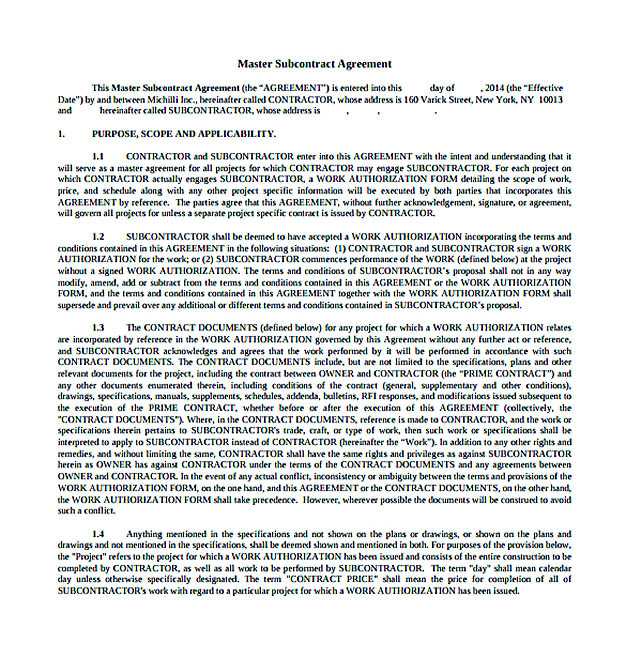 Download Subcontractor Agreement