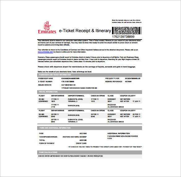E Receipt Template