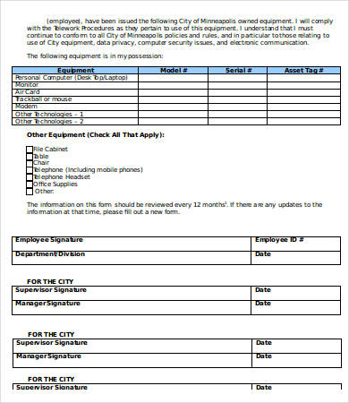Equipment Sales Receipt Template