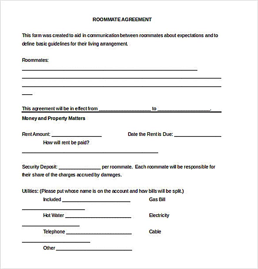 Example Roommate Agreement Download