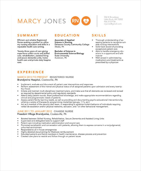 Experience Nurse Resume In PSD