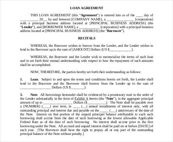 Format Loan Contract Template Free
