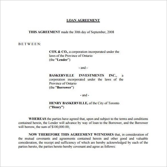 Free Loan Agreement Template