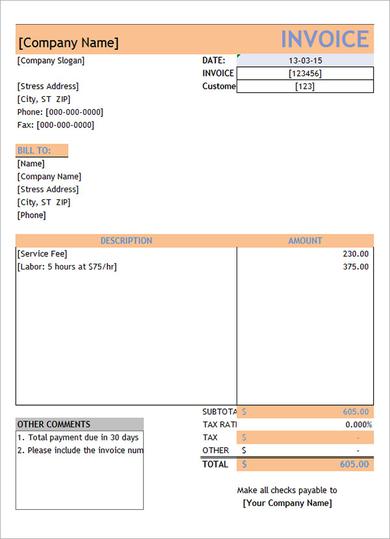 Free Service Invoice Template