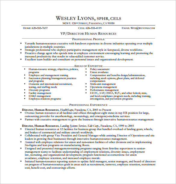 HR Executive Resume Template