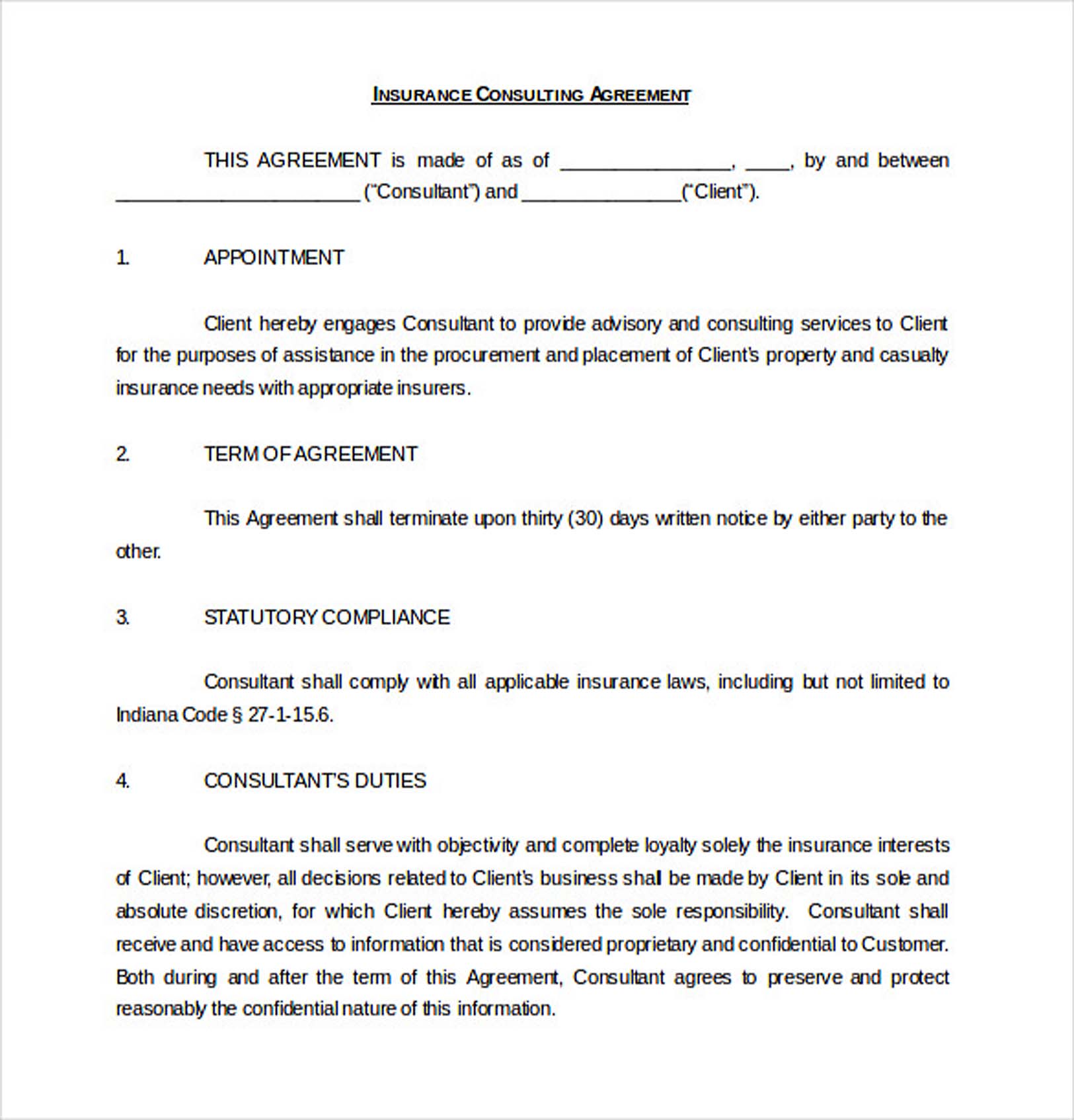 Insurance Consulting Agreement