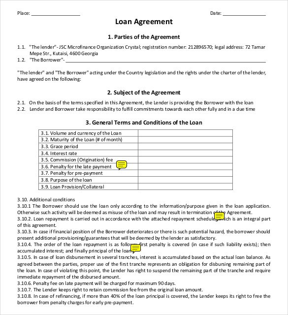 Loan Agreement Format Free Template