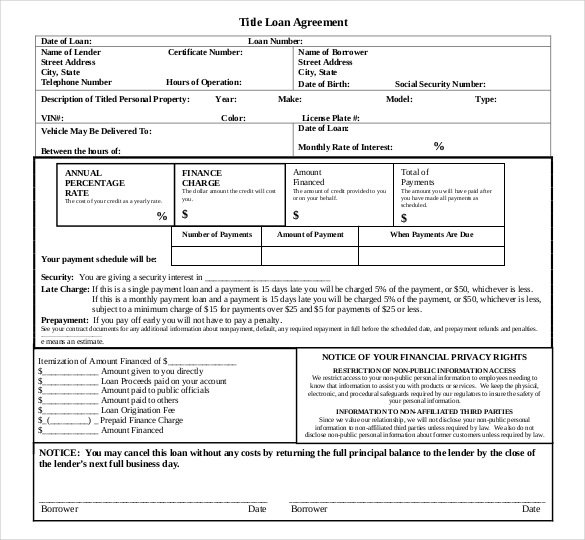 Loan Agreement Template Format Free
