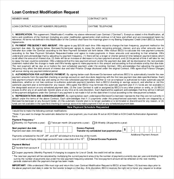 Loan Contract Modification Request