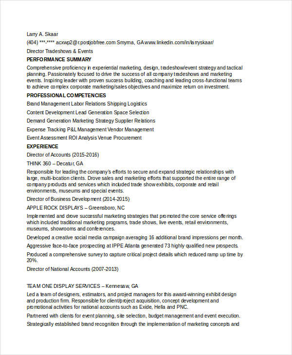 Marketing Account Executive Resume