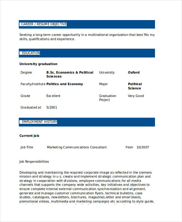 Marketing Communications Consultant Resume