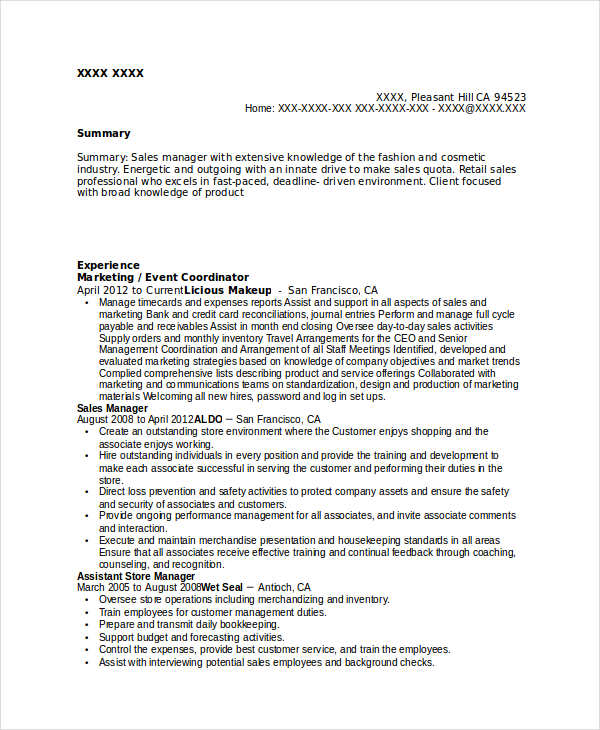 Marketing Event Coordinator Resume