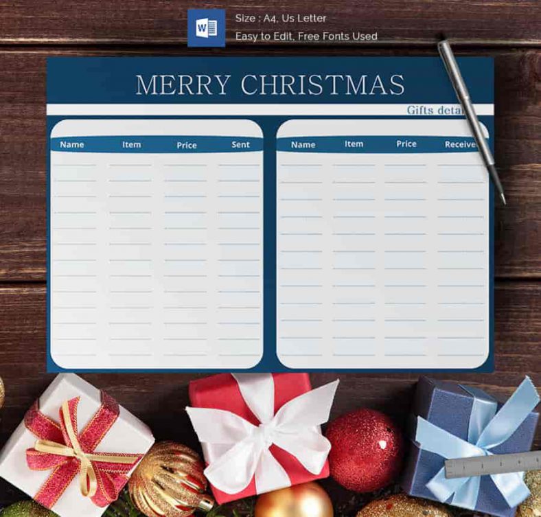 Merry Christmas Gift List Details 788x753