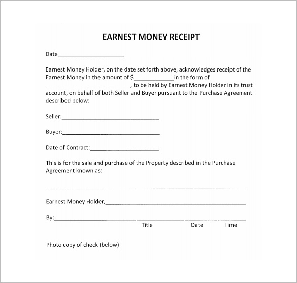 Money Receipt Format