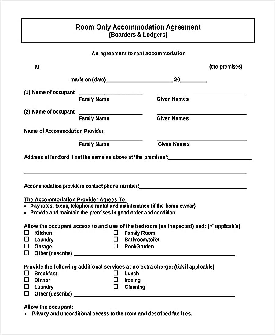 PDF Format Accommodation Room Rent Agreement Free Download (1)