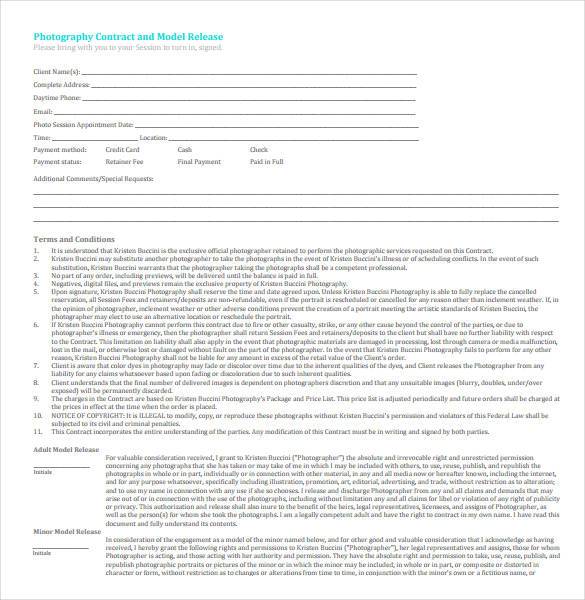 Photography Contract and Model Release Download